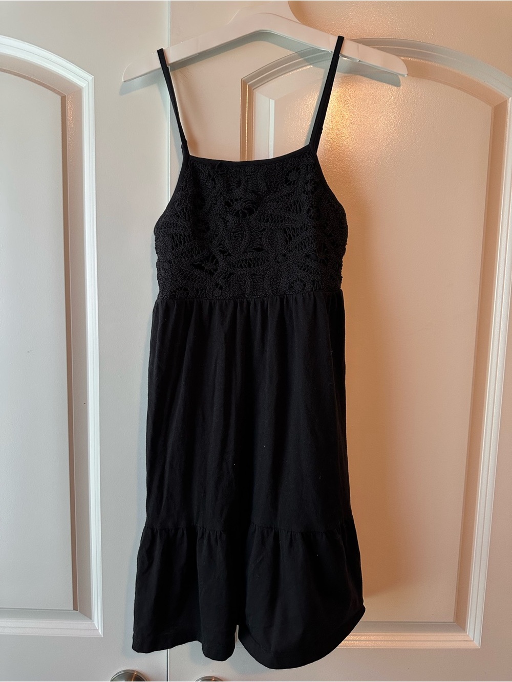 Girls' L Old Navy Black Crochet Bodice Spaghetti Strap Dress